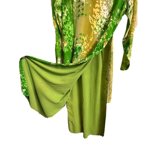 Asian Chinese Sequined Sheer Floral Long Maxi Cocktail Dress Size S - Picture 12 of 16